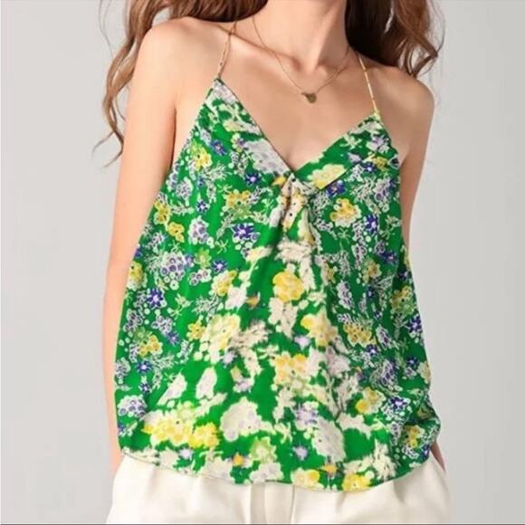 Rebecca Taylor | Silk Blouse Tank Top Green Yellow Purple Small - Picture 1 of 10
